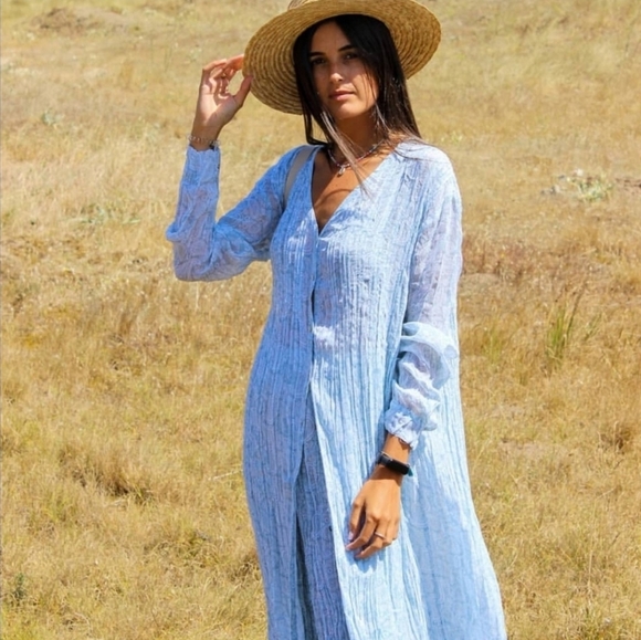 Zara Semi Sheer Wrinkled Button Down Dress - Picture 6 of 16